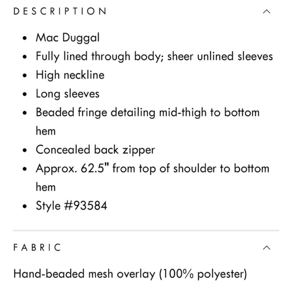 Mac Duggal Long Sleeve Beaded Fringe Gown 93584 - Picture 8 of 9